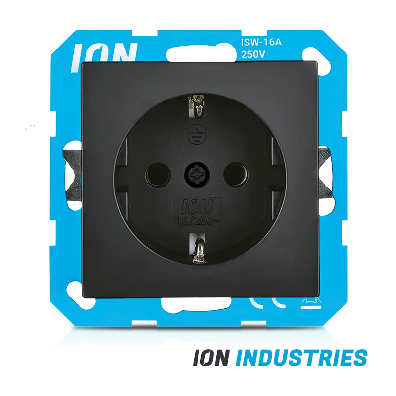 ION INDUSTRIES | WANDCONTACTDOOS | RA | MET AANRAAKBEVEILIGING | V1/J1 | MATZWART