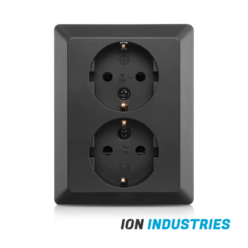 ION INDUSTRIES | WANDCONTACTDOOS | HALF OPBOUW | 2-VOUDIG | RA | MATZWART