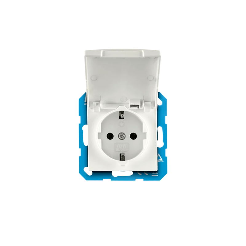 ION INDUSTRIES | WANDCONTACTDOOS | RA MET KLAPDEKSEL | IP44 | E1 | MAT ALPIN WIT