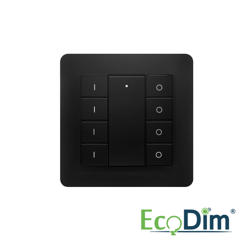 ECODIM | DRAADLOZE SCHAKELAAR ZIGBEE | 4 GROEPEN | ZWART
