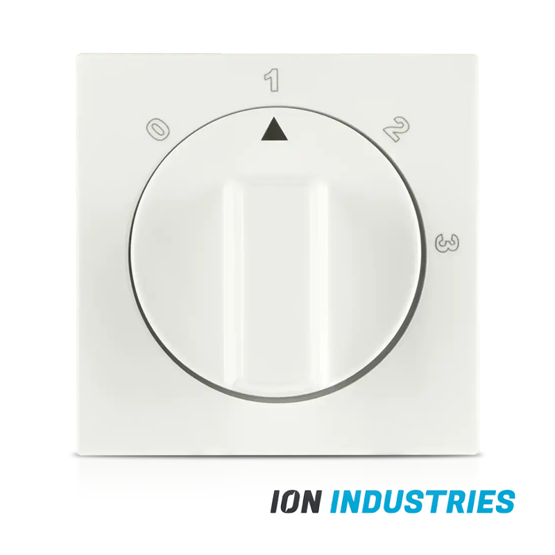 ION INDUSTRIES | CENTRAALPLAAT MET DRAAIKNOP | 3-STANDENSCHAKELAAR MET NULSTAND | V1/J1 | ALPIN WIT