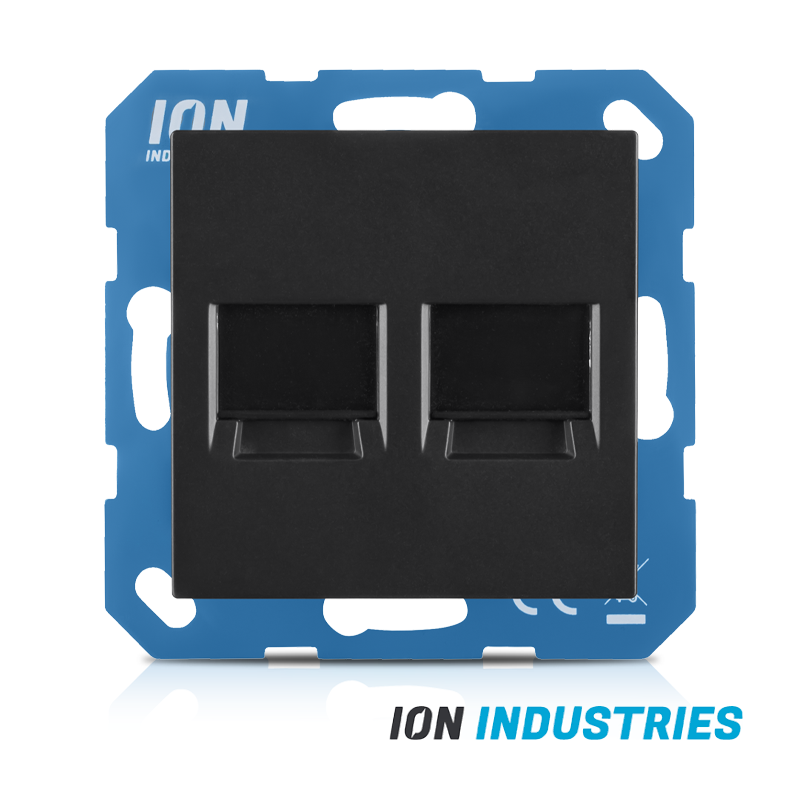 ION INDUSTRIES | MODULAR JACK | 2-VOUDIG MET CENTRAALPLAAT | V1/J1 | MATZWART