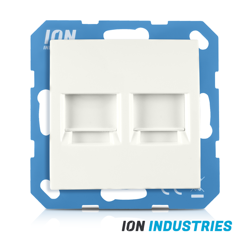 ION INDUSTRIES | MODULAR JACK 2-VOUDIG | MET CENTRAALPLAAT | E1 | ALPIN WIT