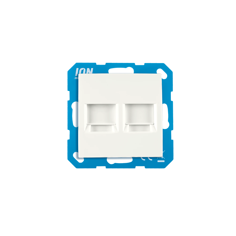 ION INDUSTRIES | MODULAR JACK | 2-VOUDIG MET CENTRAALPLAAT | E1 | MAT ALPIN WIT