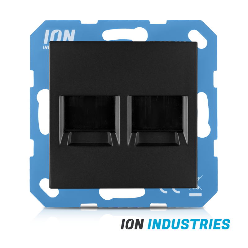 ION INDUSTRIES | MODULAR JACK 2-VOUDIG | MET CENTRAALPLAAT | E1 | MATZWART