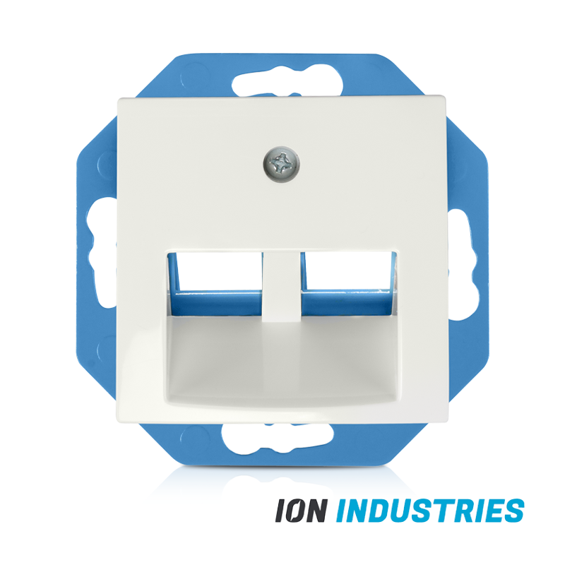 ION INDUSTRIES | MODULAR JACK | 2-VOUDIG | 30° | MET CENTRAALPLAAT | E1 | ALPIN WIT