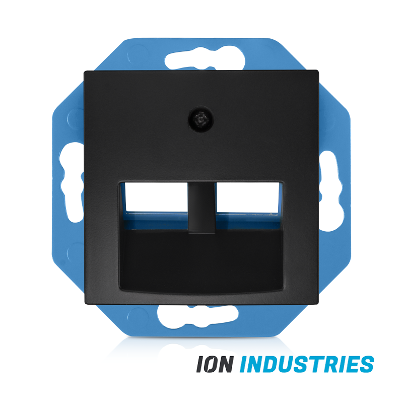 ION INDUSTRIES | MODULAR JACK | 2-VOUDIG | 30° | MET CENTRAALPLAAT | E1 | MATZWART