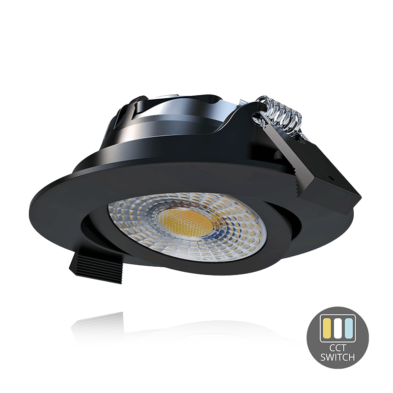 LED INBOUWSPOT | 6W | Ø81mm | DIMBAAR | CCT-SWITCH | IP65 | ZWART
