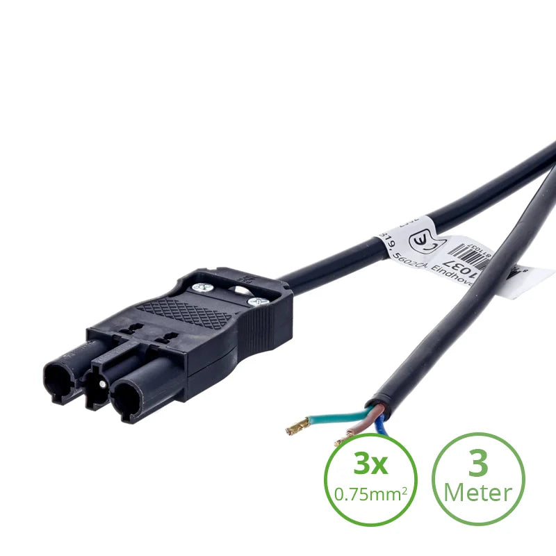 3-SWP AANSLUITSNOER MALE | 3.0 METER | 3×0.75mm²