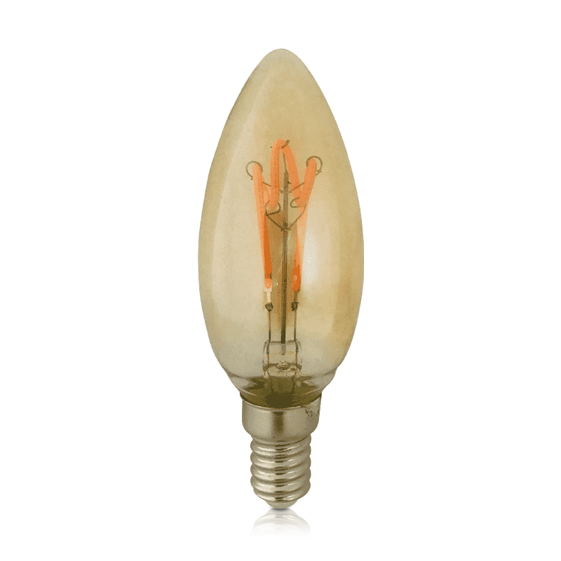 LED FILAMENT E14 KAARS AMBER 1.6W DIMBAAR
