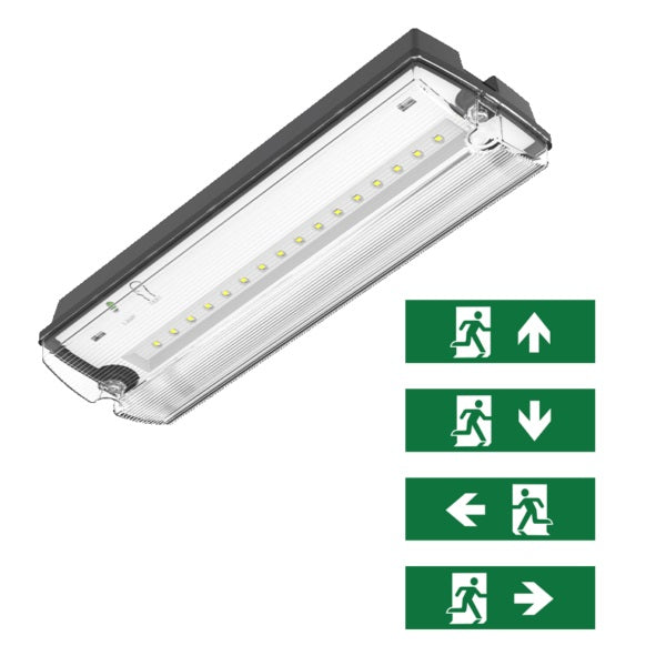 NOODVERLICHTING | 3W | ZWART | INCL. PICTOGRAMMEN